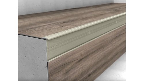 Schodový profil pro obložení schodů Küberit 845 do 3 mm Imitace nerezi F2