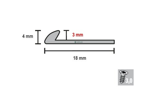 Ukončovací lišta pro vinyl do 3 mm, Küberit 357, 2500 mm, Imitace nerezi F2
