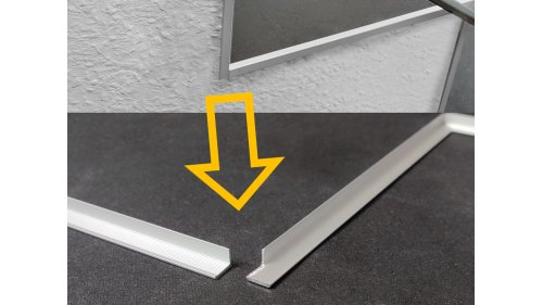 Schodová lišta – bočnice Küberit 279 U F2G Imitace nerezi 9,2 × 7 × 3050 mm