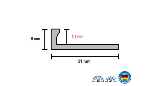 Profil a rozměry ukončovací lišty L Küberit 302 G