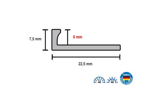 Profil a rozměry ukončovací lišty L Küberit 307 G