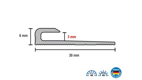Profil a rozměry ukončovací lišty L Küberit 801 EB
