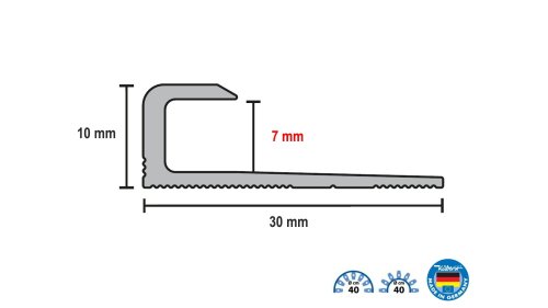 Profil a rozměry ukončovací lišty L Küberit 803 EB