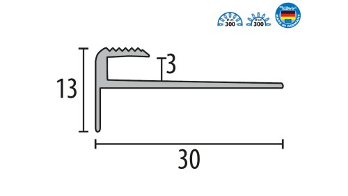 Schodový profil pro podlahy do 3 mm, Küberit 809 EB, 30*2500 Stříbrný F4