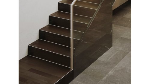 Schodová lišta pro obložení schodů do 3 mm Küberit 871 EB – imitace nerezi F2 – 39 × 2500 mm