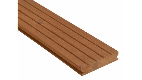 Terasové prkno Borovice Thermo Clip drážkované 26 × 118 × 3600 mm