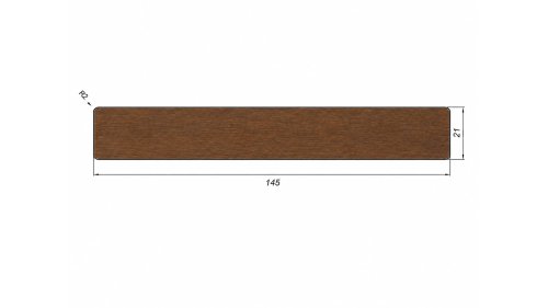 Technický pohled na profil terasového prkna IPE 21 × 145 mm s hladkou pohledovou stranou