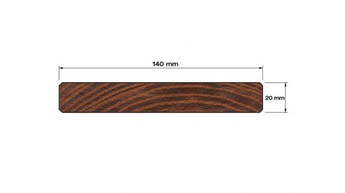 Technická ilustrace profilu terasového prkna Jasan Thermowood v rozměru 20 × 140 mm