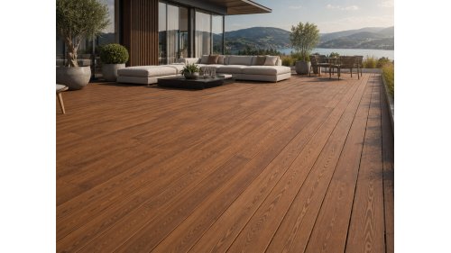 Terasa z prken Jasan Thermowood 20 × 140 mm hladké – terasa s výhledem