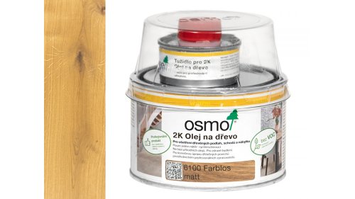 Osmo 6100 Bezbarvý 2K olej na dřevěné podlahy a nábytek – matný, 0,375 l