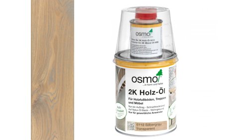 Osmo 6112 Stříbrně šedá 2K olej na dřevěné podlahy a nábytek – matný, 1 l