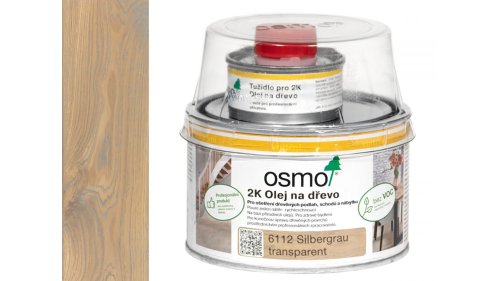 Osmo 6112 Stříbrně šedá 2K olej na dřevěné podlahy a nábytek – matný, 0,375 l