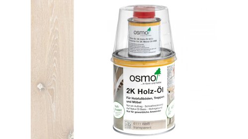 Osmo 6111 Bílý 2K olej na dřevěné podlahy a nábytek – matný, 1 l