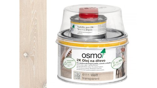 Osmo 6111 Bílý 2K olej na dřevěné podlahy a nábytek – matný, 0,375 l