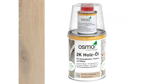 Osmo 6118 Světle šedá 2K olej na dřevěné podlahy a nábytek – matný, 1 l