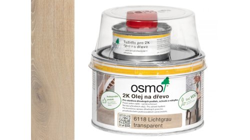 Osmo 6118 Světle šedá 2K olej na dřevěné podlahy a nábytek – matný, 0,375 l