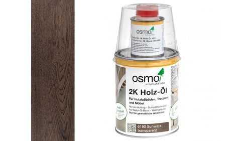 Osmo 6190 Černý 2K olej na dřevěné podlahy a nábytek – matný, 1 l