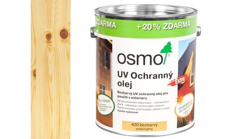 Osmo 420 Extra UV ochranný olej bezbarvý polomat – akční balení 3 l