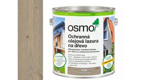 OSMO 739 Stříbrně šedá olejová lazura polomat 2,5 l