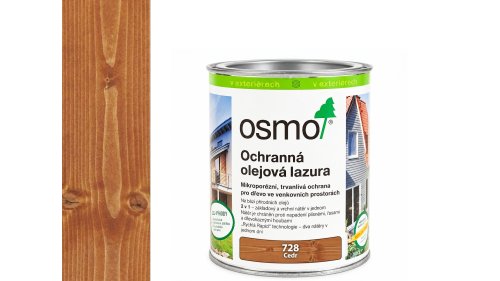 OSMO 728 Cedr olejová lazura polomat 0,75 l