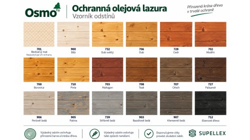Osmo Ochranná olejová lazura – vzorník odstínů