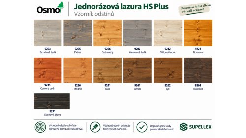 OSMO Jednorázová lazura HS Plus – vzorník odstínů