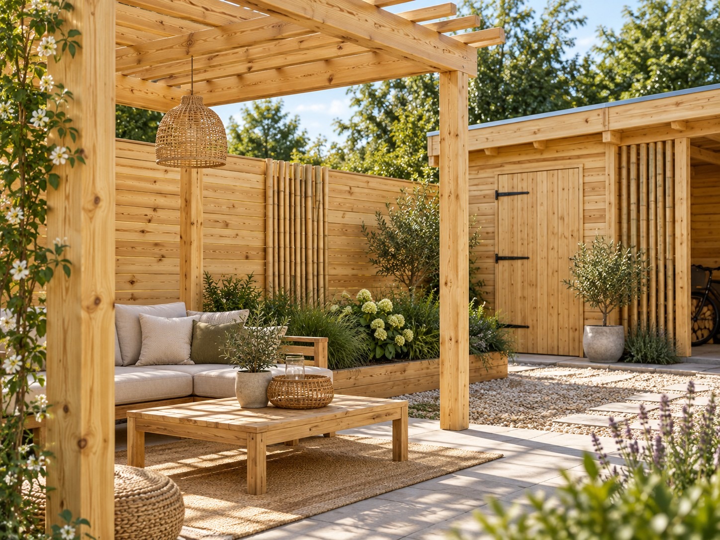 Pergola, zahradní domek a nábytek – ilustrační použití Osmo 420 Extra