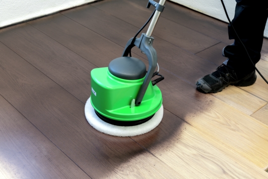 Zapracování Osmo 2K Oleje strojem s padem na dřevěné podlaze